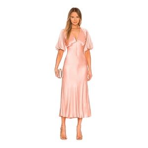 Bardot Pink Satin Midi Dress